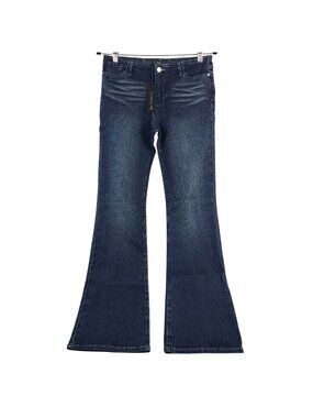 NEW Dolls Kill Generation Kiss Flare Low Rise Jeans Blue Stretch Denim Sz M